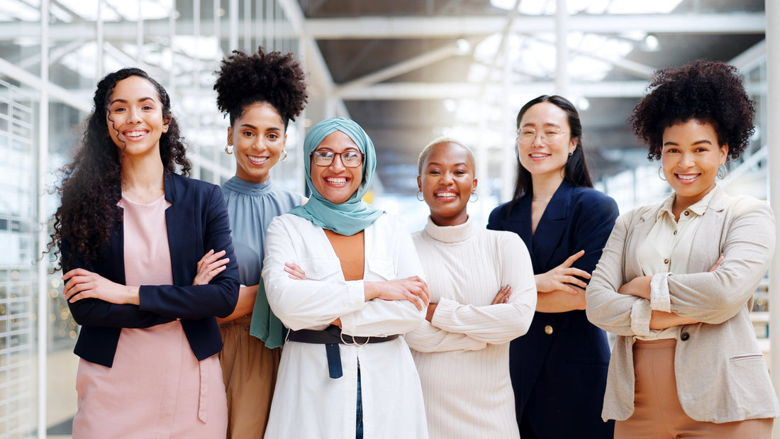 Diverse group of women working together